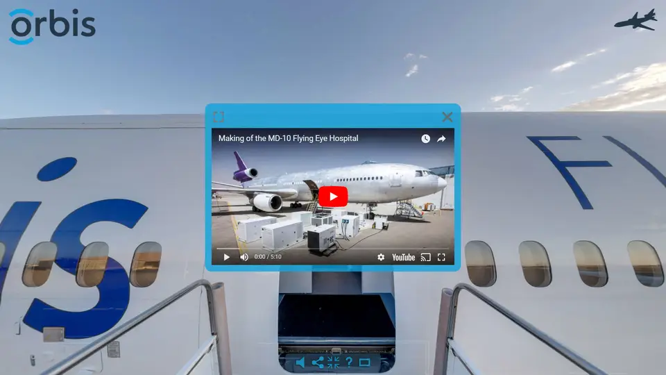 A video hotspot playing inside the Orbis tour